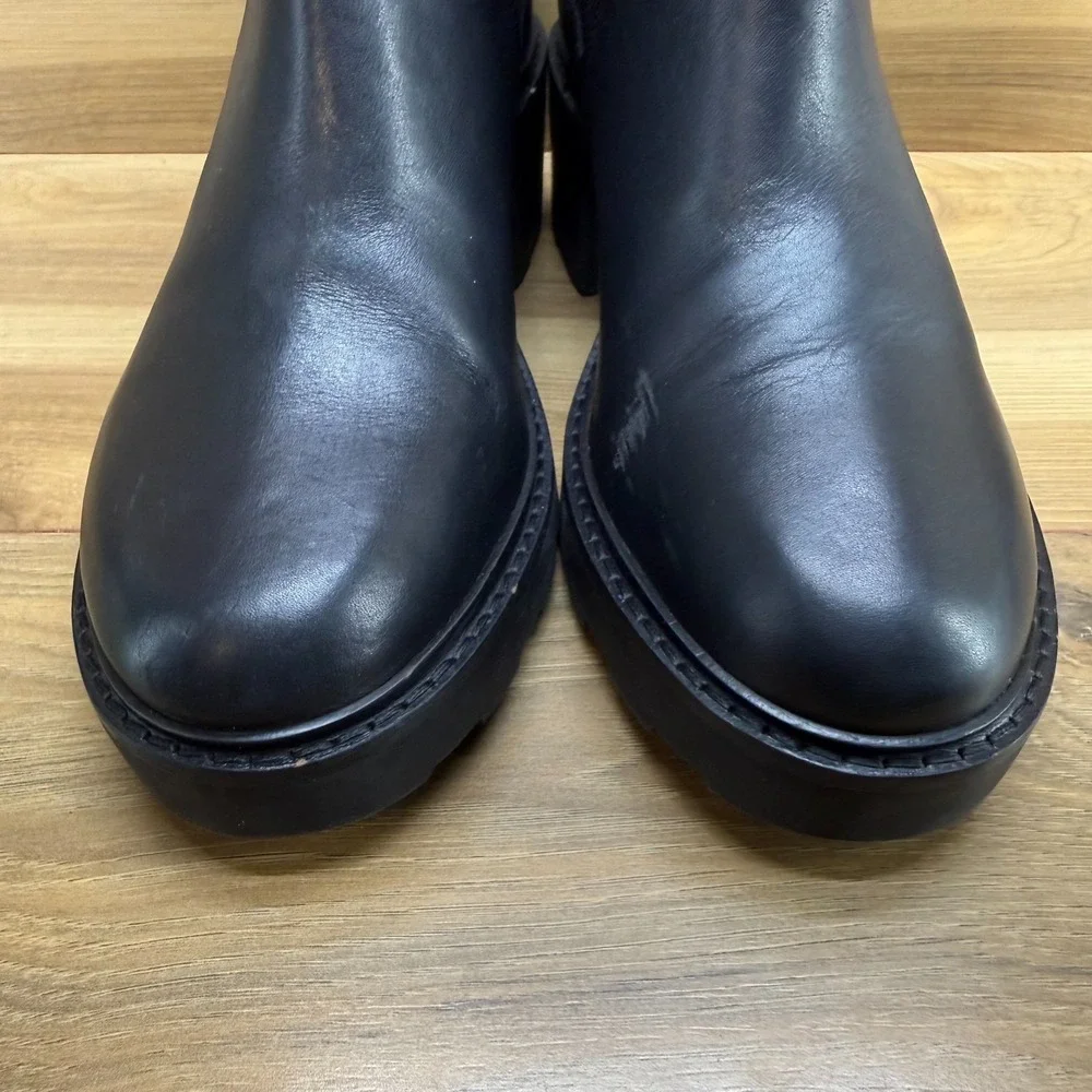 Madewell Gwenda Platform Chelsea Boots Womens 9 Black Leather Chunky Lug Sole